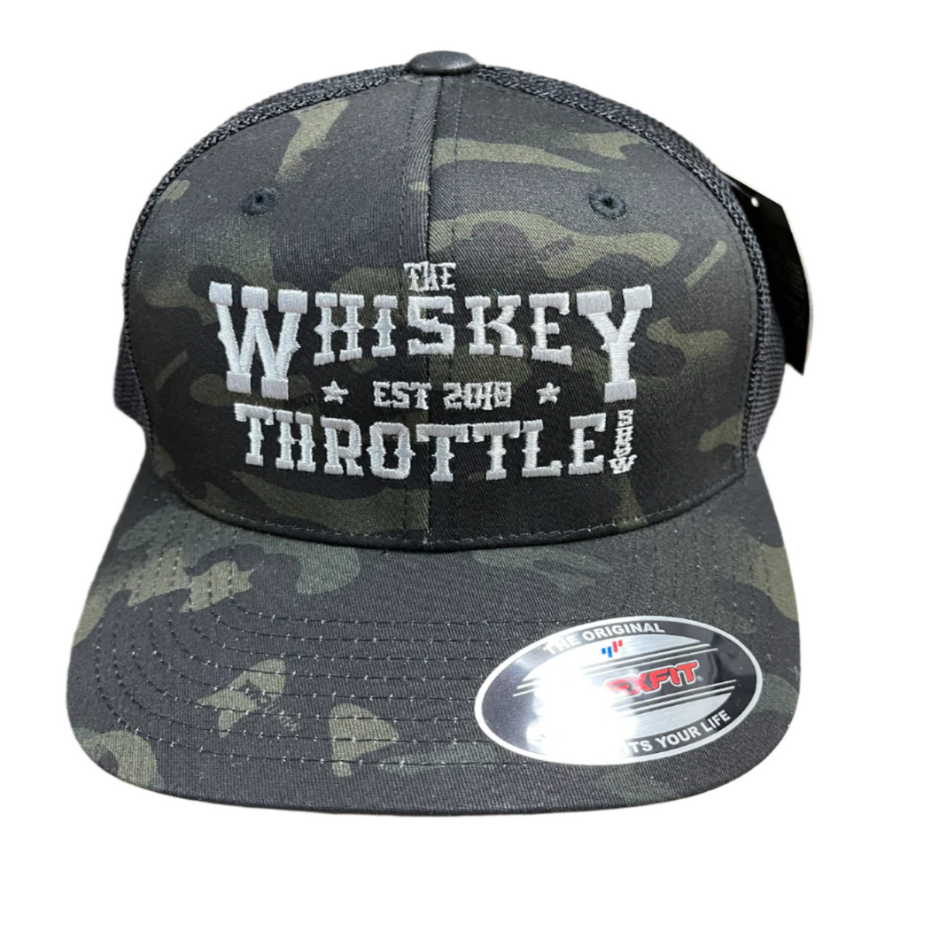 Whiskey Throttle Show Black Camo Trucker Cap